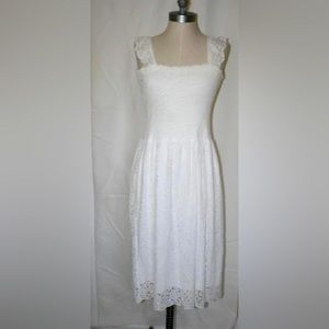 Anthropology white fit flare dress